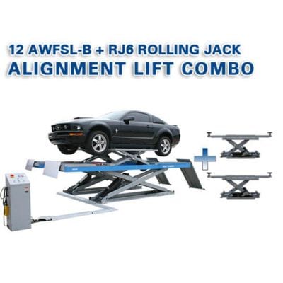 Atlas Equipment 12AWFSL Alignment Scissor Lift and RJ-6 Rolling Jacks Combo ATEATTD-12AWFSL-COMBO-FPD