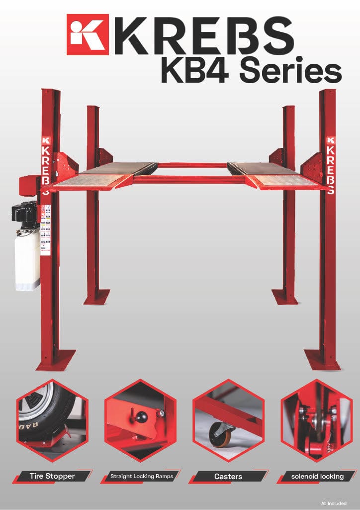 KREBS KB4/10 4-Post Lift 10,000lb Red 11100201
