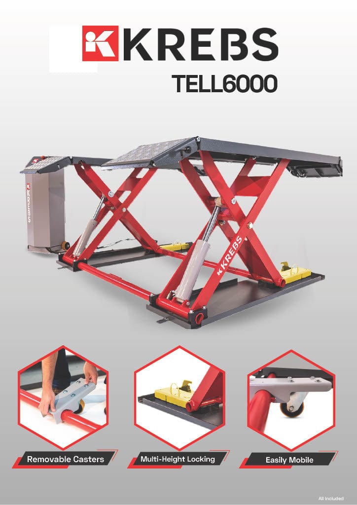 KREBS TELL6000 Mid-Rise Scissor Lift 6000lb- Red