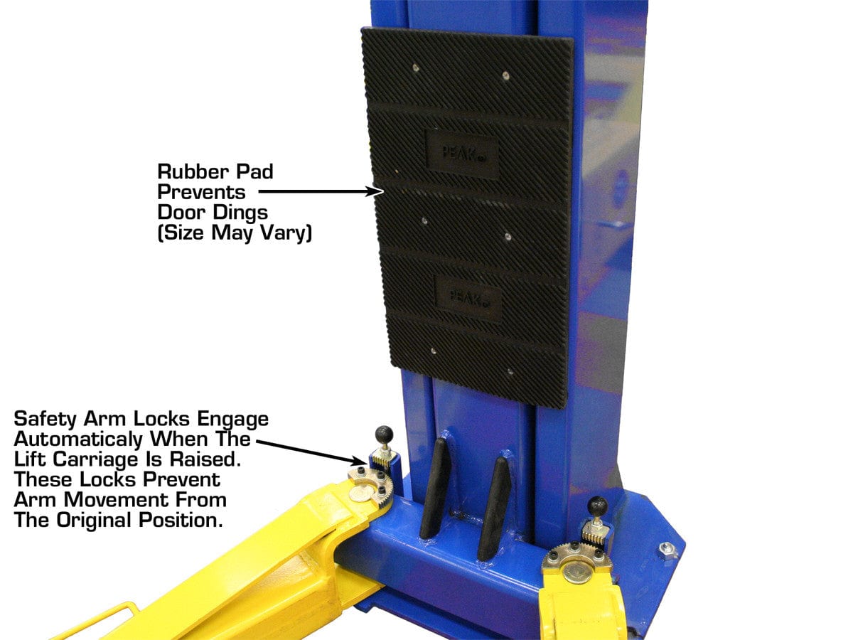 Atlas OHX10000X 2 post lift with rubber pads and safety arm locks