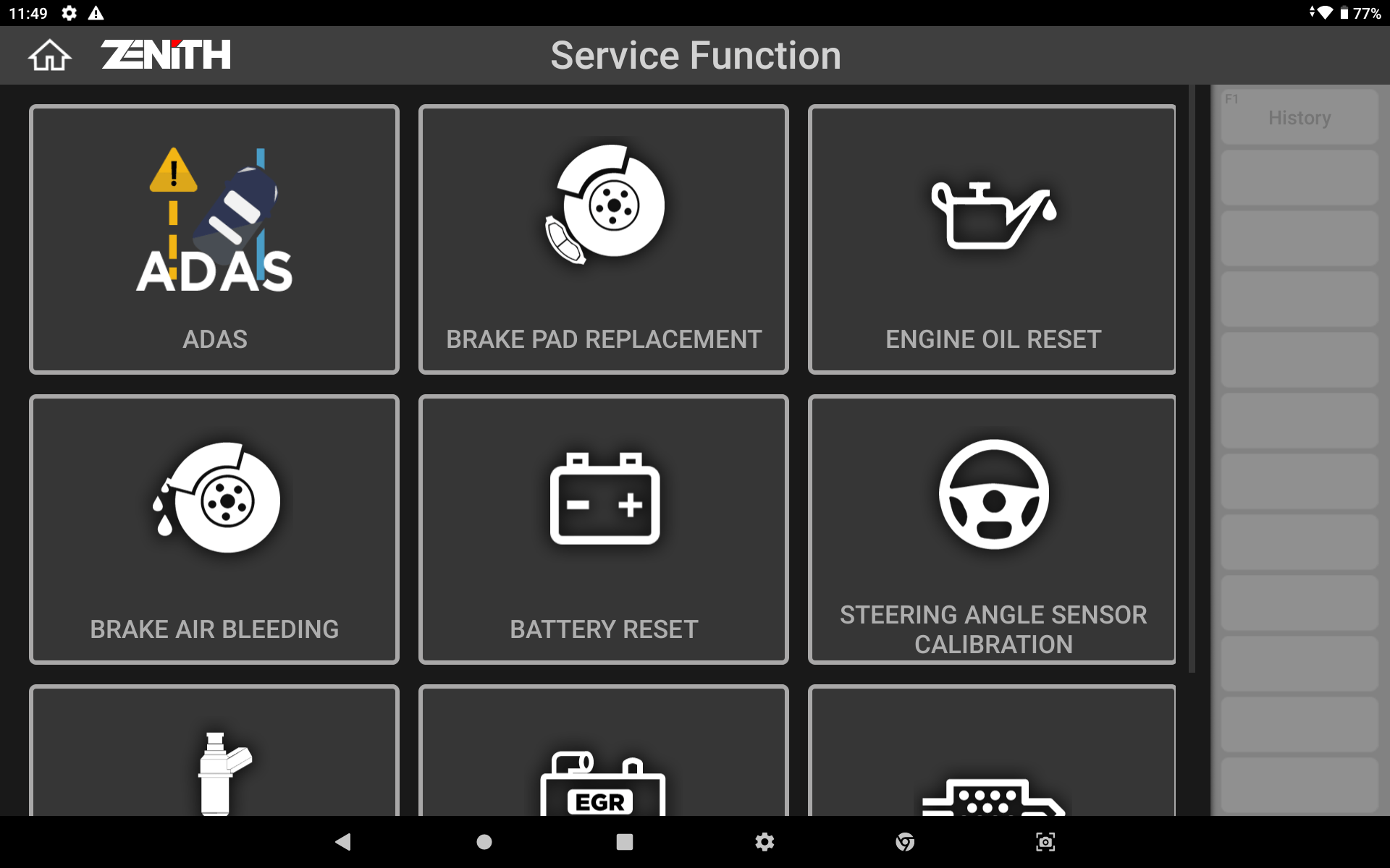ZENITH DIAGNOSTICS SERVICE FUNCTIONS SCREENSHOT