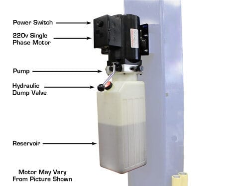 220V single-phase hydraulic motor power unit on Atlas 9KBPX car hoist