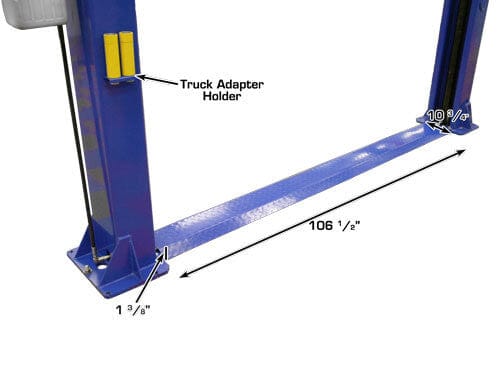 Heavy-duty floor baseplate routing hydraulic lines on Atlas 9KBPX lift