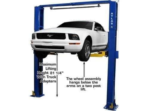 car positioned on an Atlas PV10PX 10,000 lb. automotive lift