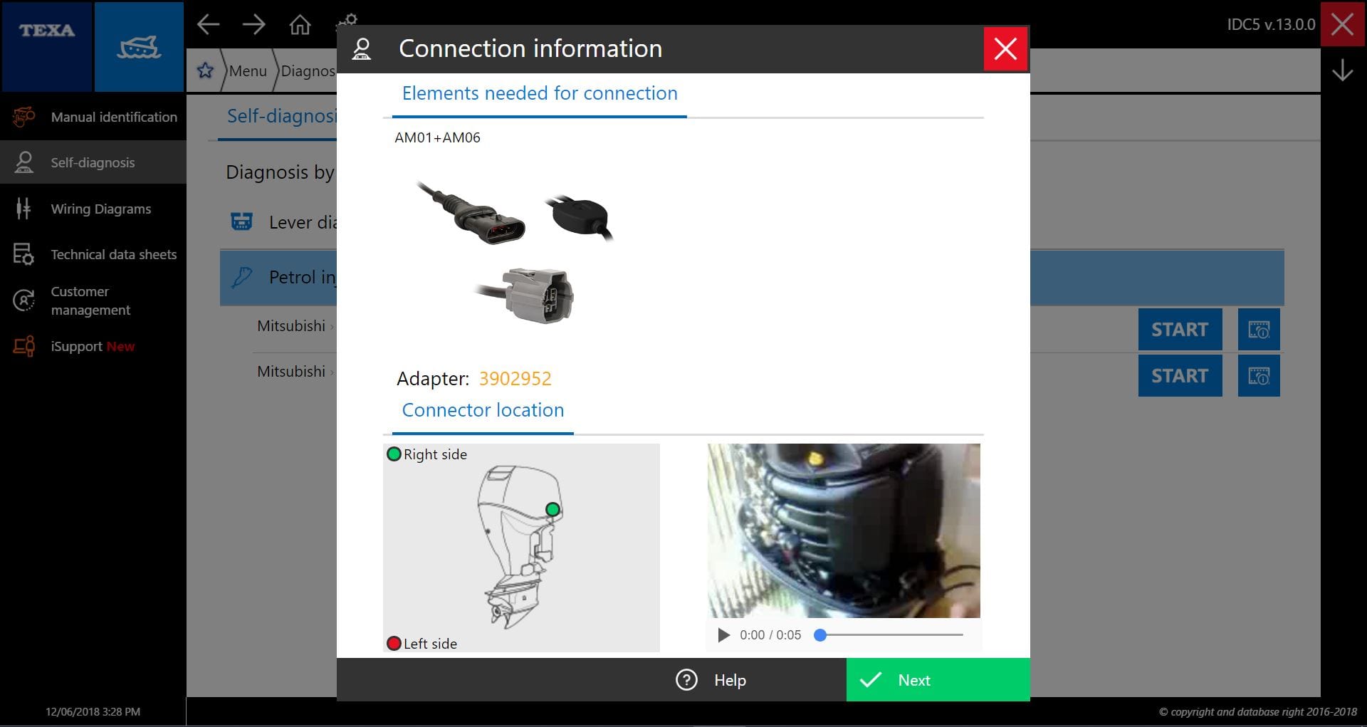TEXA MARINE CONNECTOR LOCATION SCREEN SHOT