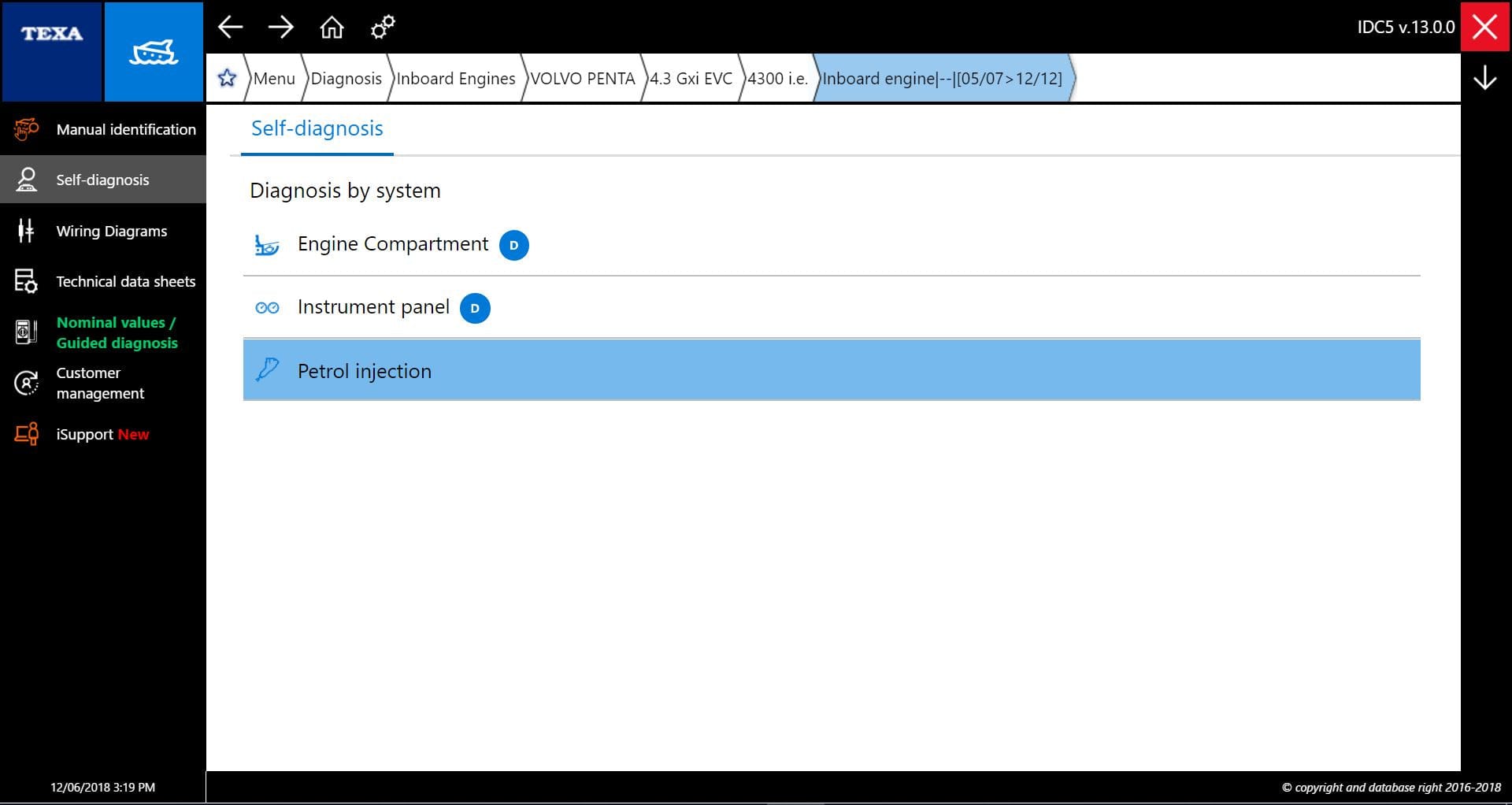 TEXA MARINE VOLVO PENTA 4.3 GXI EVC SCREENSHOT