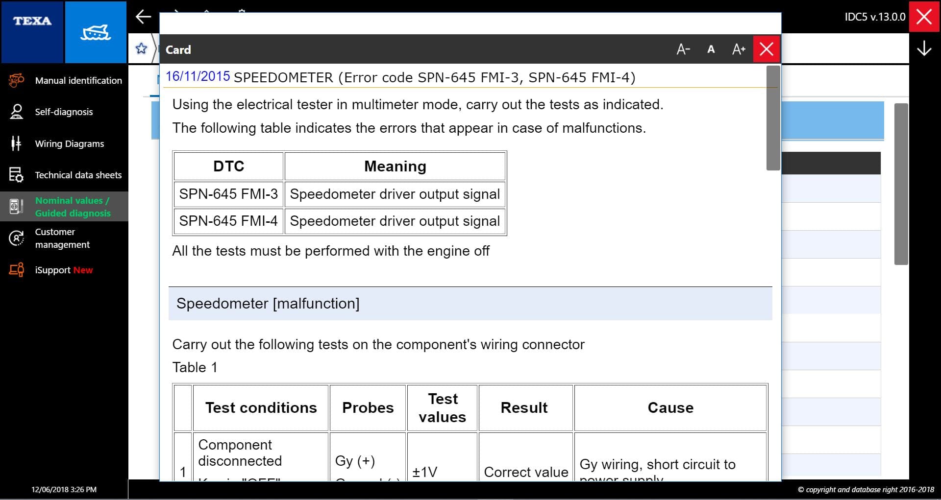TEXA MARINE SPEEDOMETER ERROR CODE SPN-645 FMI-3, SPN-645 FMI-4