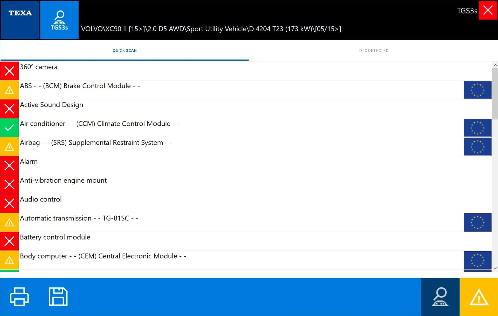 TEXA CAR SOFTWARE SCREENSHOT VOLVO XC90