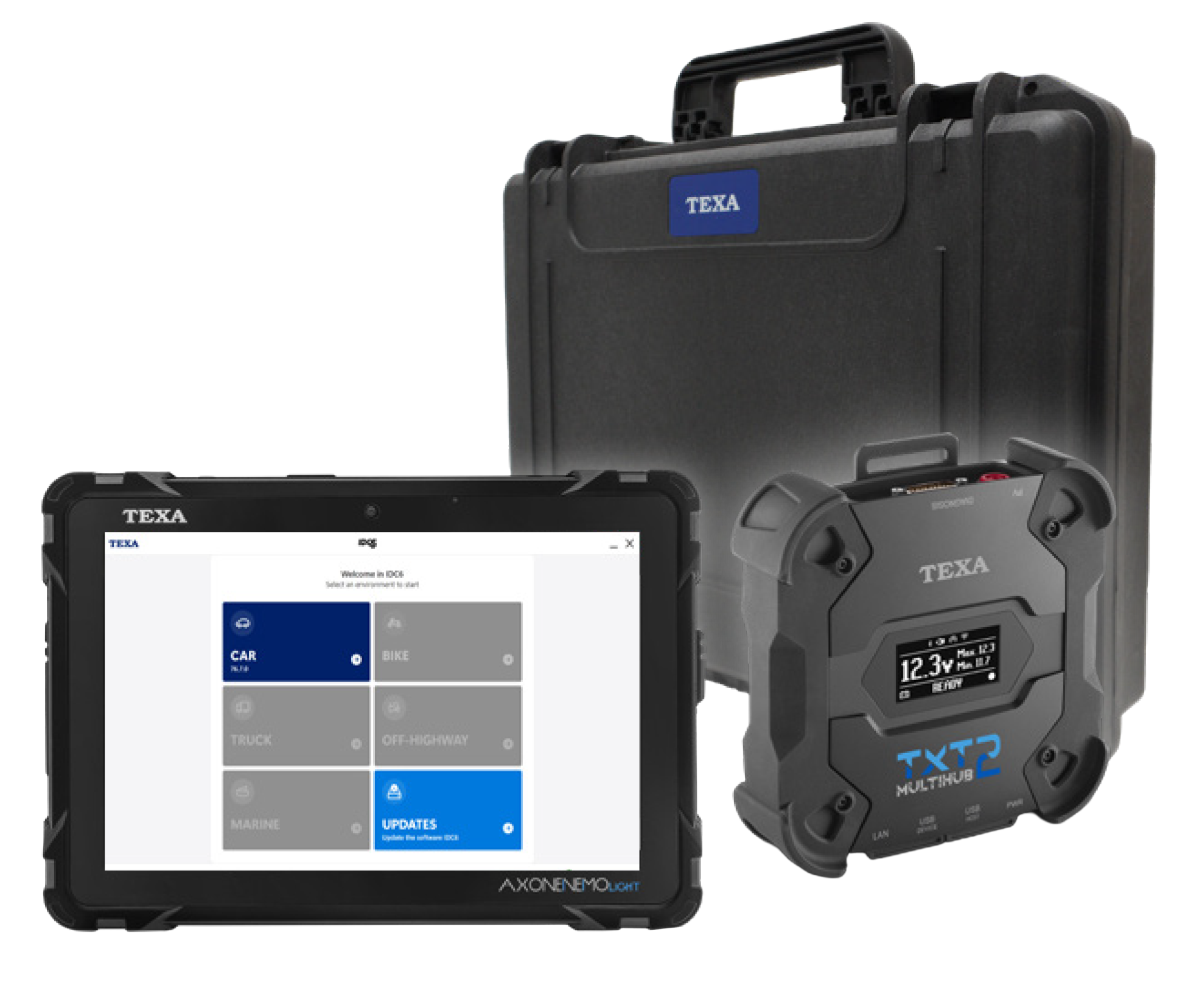 TEXA LCMH AXONE NEMO LIGHT CAR with Multihub 2 automotive diagnostic scan tool package