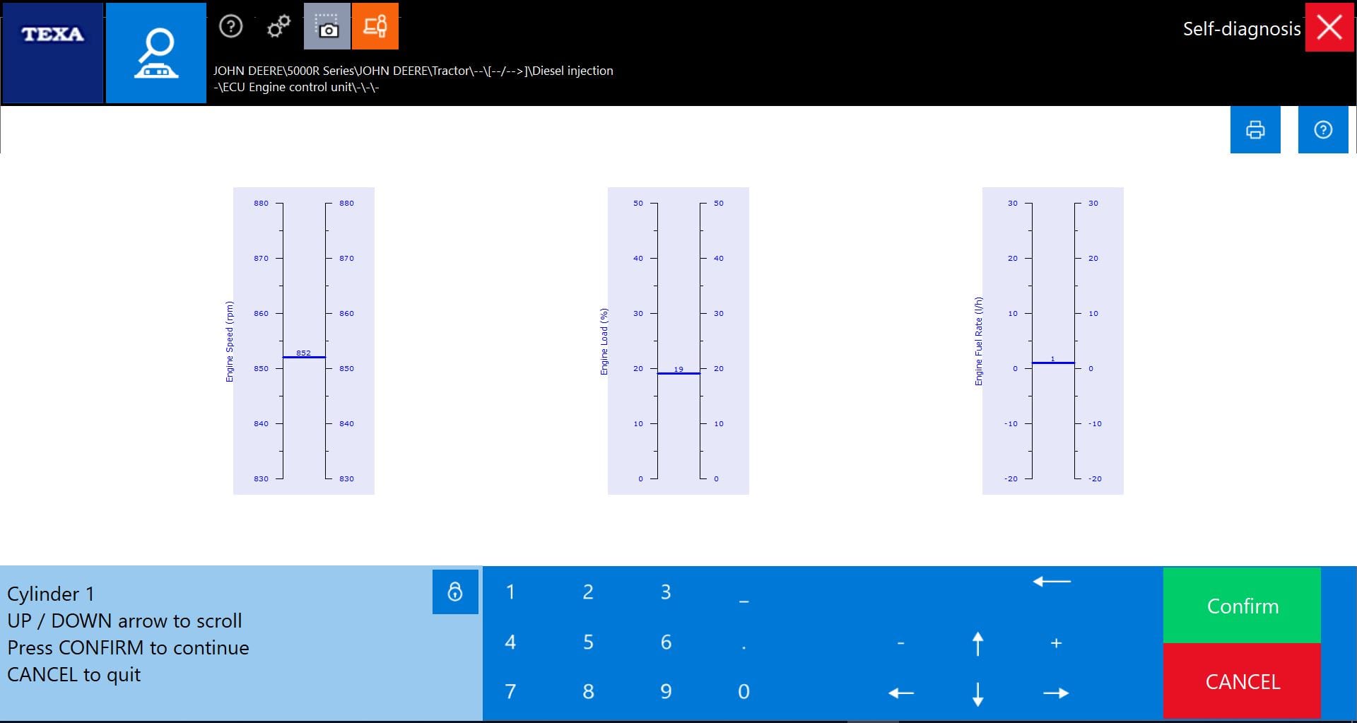 TEXA JOHN DEERE OFF HIGHWAY SOFTWARE OHW ENGINE LOAD SCREENSHOT