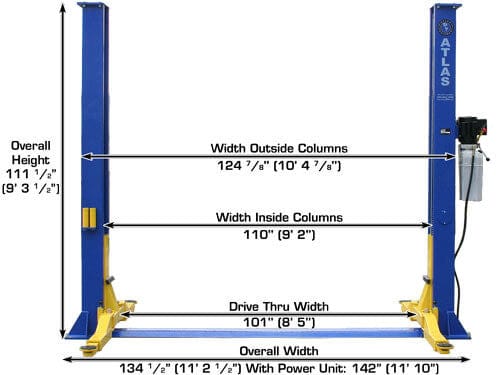 Atlas 9KBPX 111.5 inch column profile fitting 9 foot 6 inch ceiling clearance