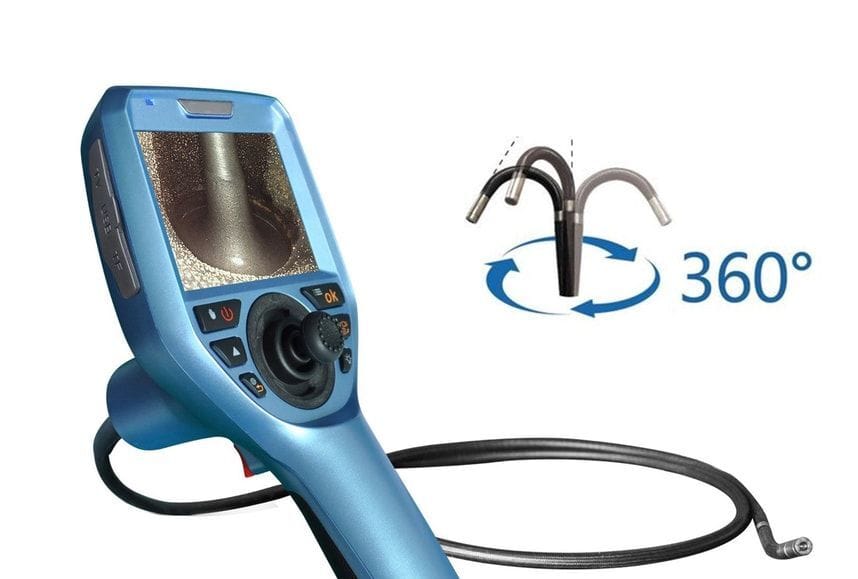 Vividia ME-610 borescope used for engine cylinder inspection