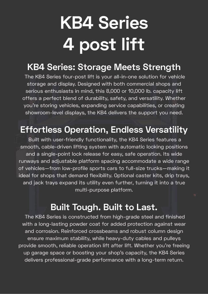 KREBS KB4/10 4-Post Lift 10,000lb Red 11100201