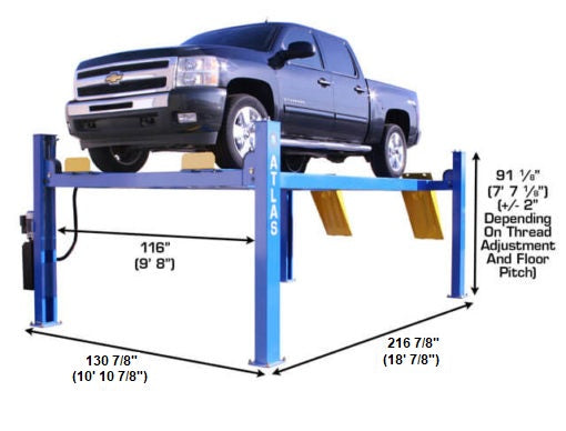 ATLAS 414 14,000 lb Commercial 4-Post Lift ATEATTD-414-FPD