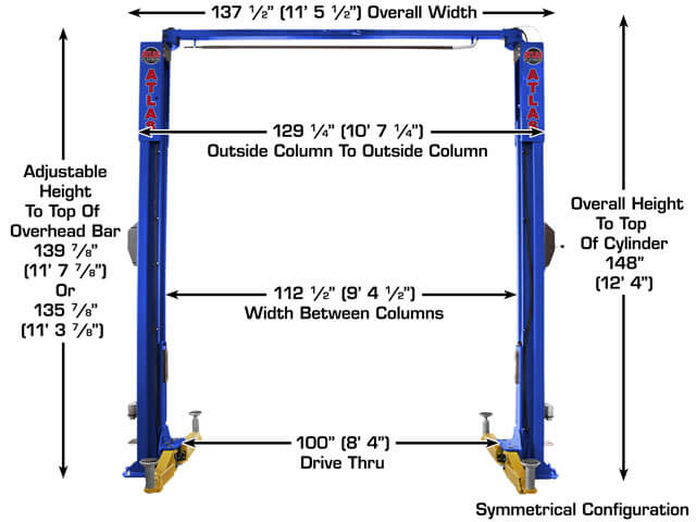 ATLAS Platinum PVL10 ALI Certified 10,000 lb Overhead Lift ATEAP-PVL10-FPD