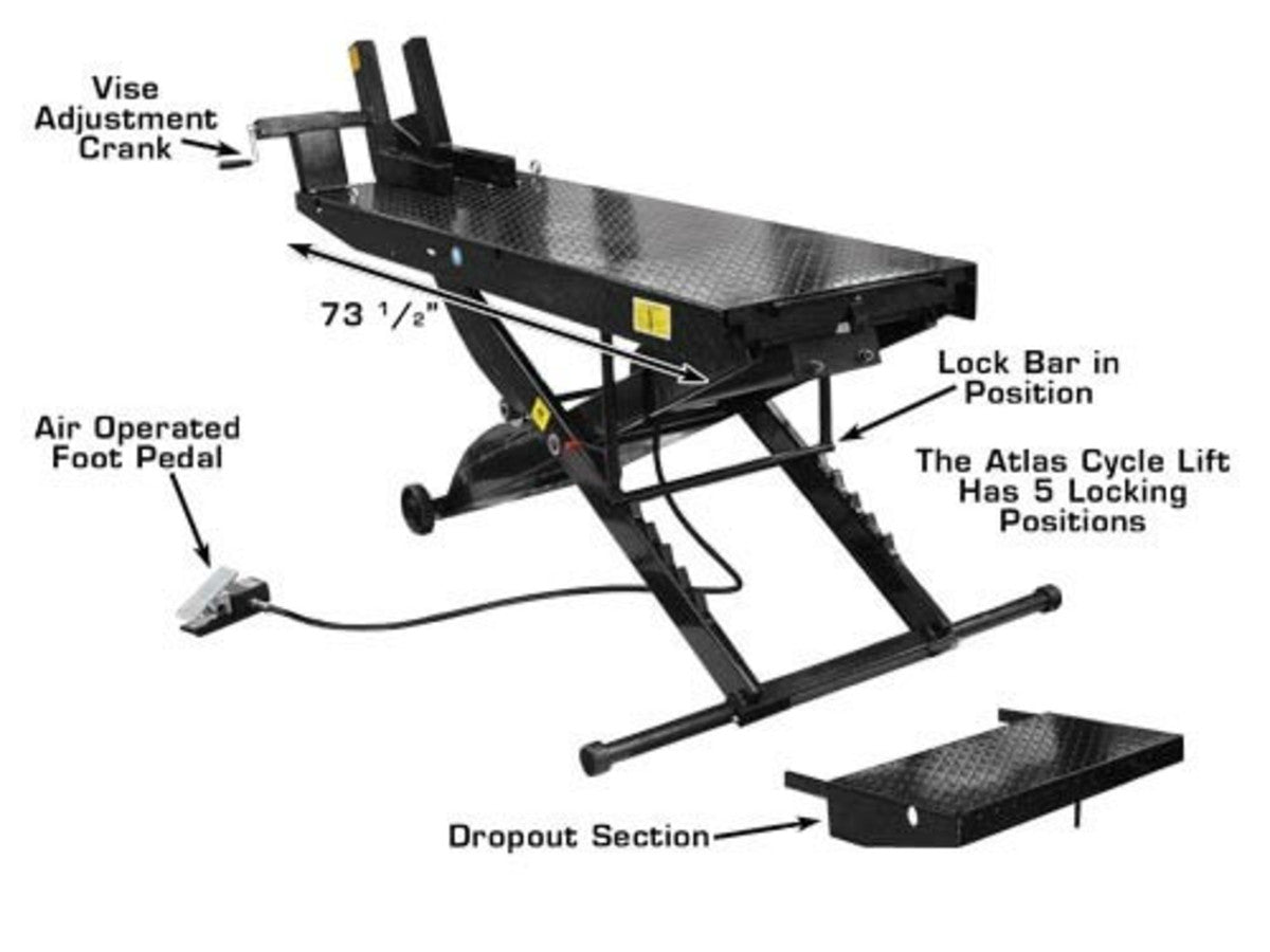 ATLAS Cyclelift Air Operated 1,000 lb. Capacity Motorcycle Lift ATEHT-CYCLELIFT-FPD