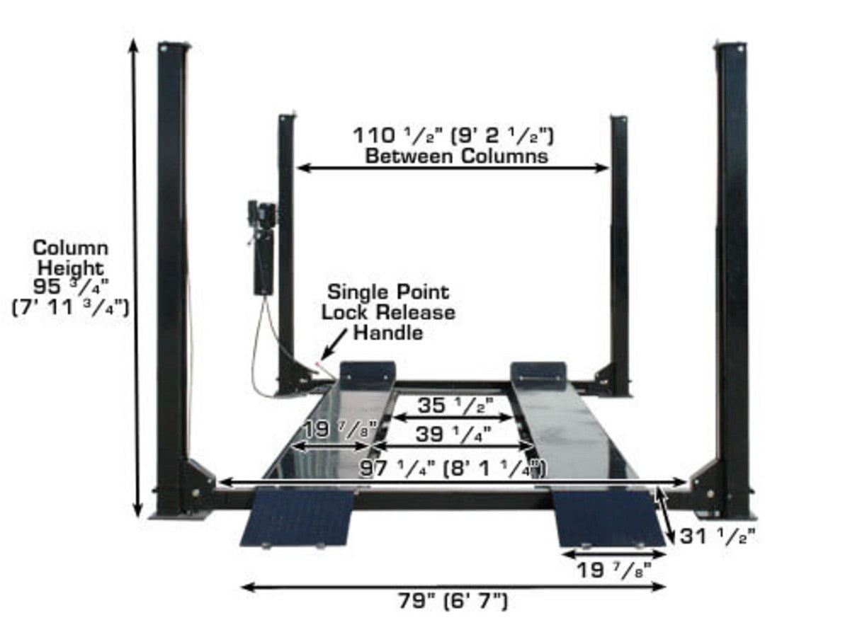 ATLAS PRO9000 4 Post Lift + RJ35 Sliding Jacks Combo ATEXH-PRO9-COMBO1-FPD