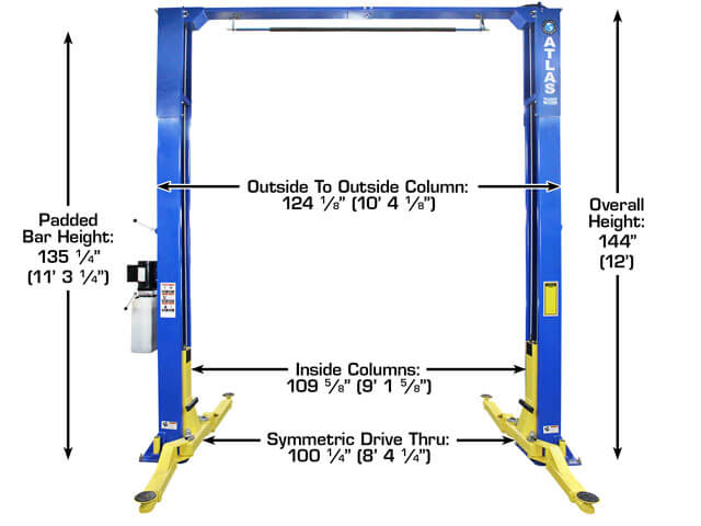 ATLAS PRO-9D 9,000 lb Overhead 2-Post Lift ATEXH-PRO-9D-FPD