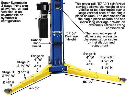 Atlas 9OHSC Overhead 9,000 lb. Capacity 2-Post Lift ATEATTD-9OHSC-SS-FPD