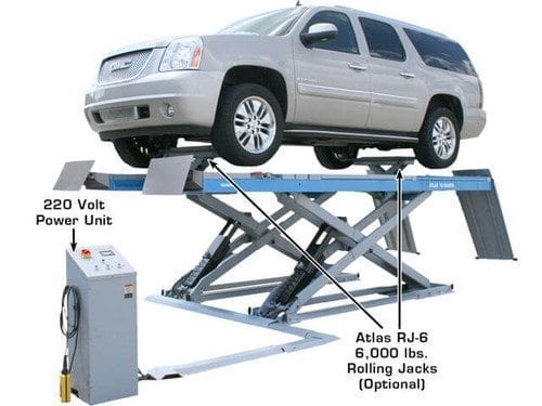 Atlas Equipment 12AWFSL Alignment Scissor Lift and RJ-6 Rolling Jacks Combo ATEATTD-12AWFSL-COMBO-FPD