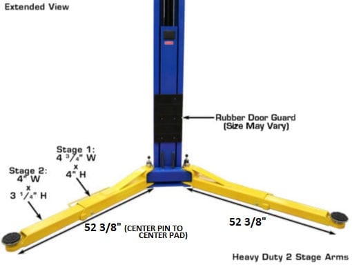 Atlas OHX10000X 2 post lift heavy duty 2 stage arms