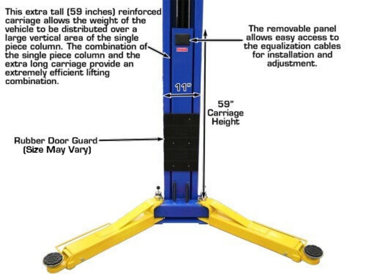 Atlas OHX10000X two post lift inside column view