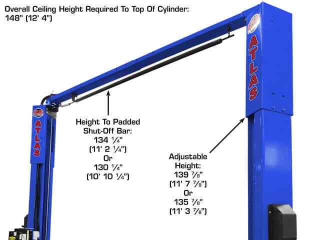 atlas pvl10 two post lift with adjustable height