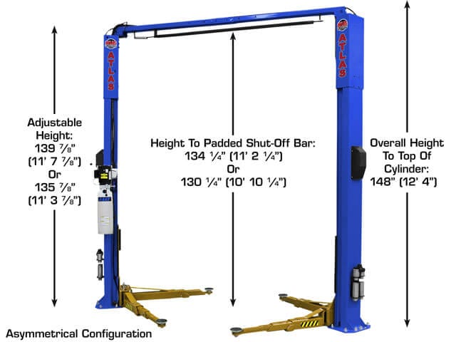 pvl10 atlas lift height options in asymmetric configuration