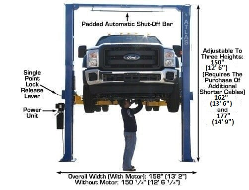 ATLAS PV15PX 15,000 lb Overhead 2-Post Lift ATEXH-PV15PX-FPD