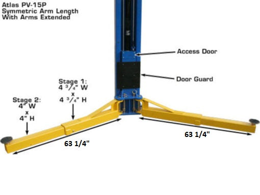 ATLAS PV15PX 15,000 lb Overhead 2-Post Lift ATEXH-PV15PX-FPD