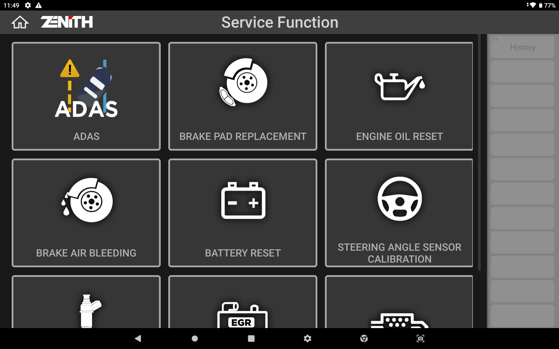 ZENITH DIAGNOSTICS SERVICE FUNCTIONS SCREENSHOT 