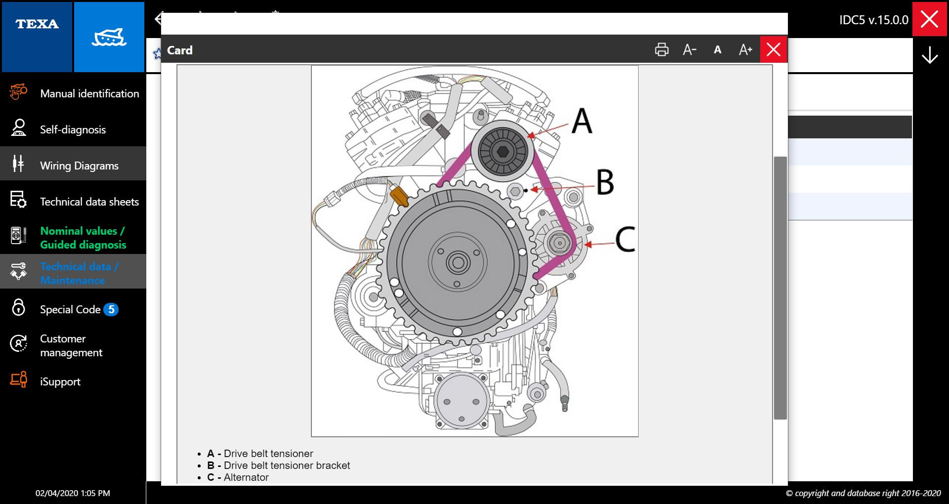 TEXA MARINE BELT SPECS SCREENSHOT