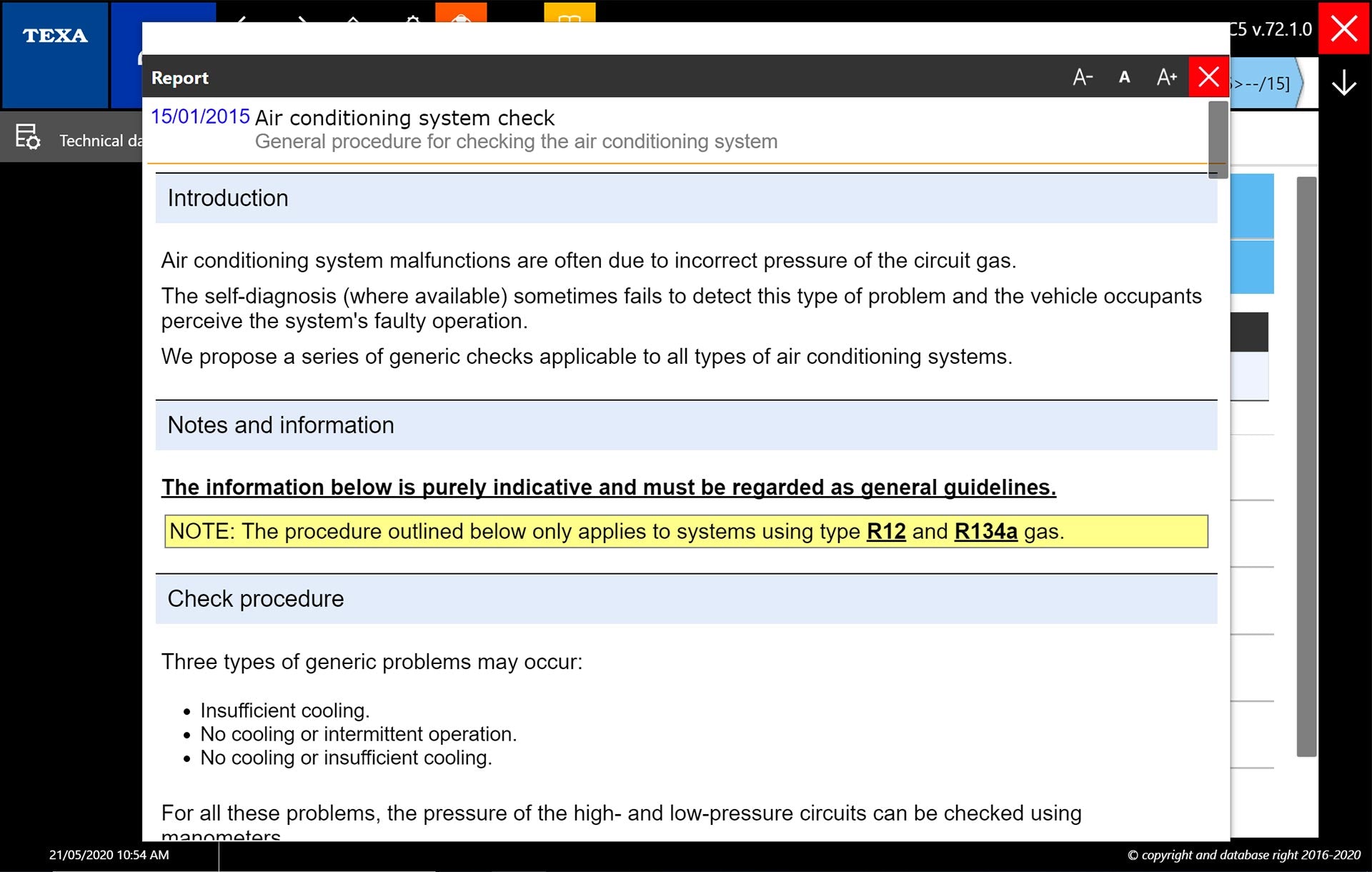 TEXA CAR SCREENSHOT AIR CONDITIONING SYSTEM CHECK