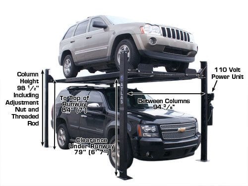 ATLAS Garage PRO8000EXT 8,000 lb Extra Tall 4-Post Lift ATEXH-PRO8000EXT-FPD