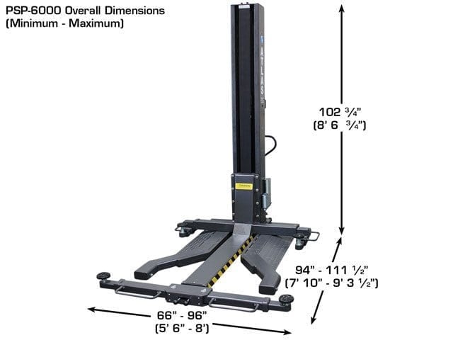 ATLAS PSP-6000 6,000 lb Portable Single Post Lift ATEXH-PSP-6000-FPD