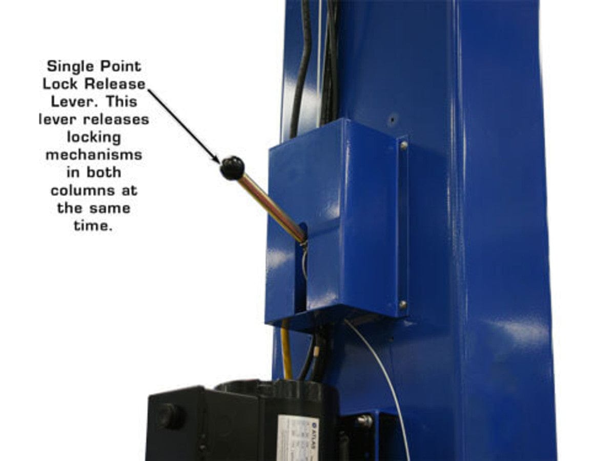 atlas two post lift single point lock release lever
