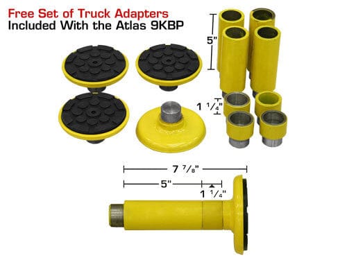 Free 8-piece truck adapter set included with Atlas 9KBPX 9k car lift