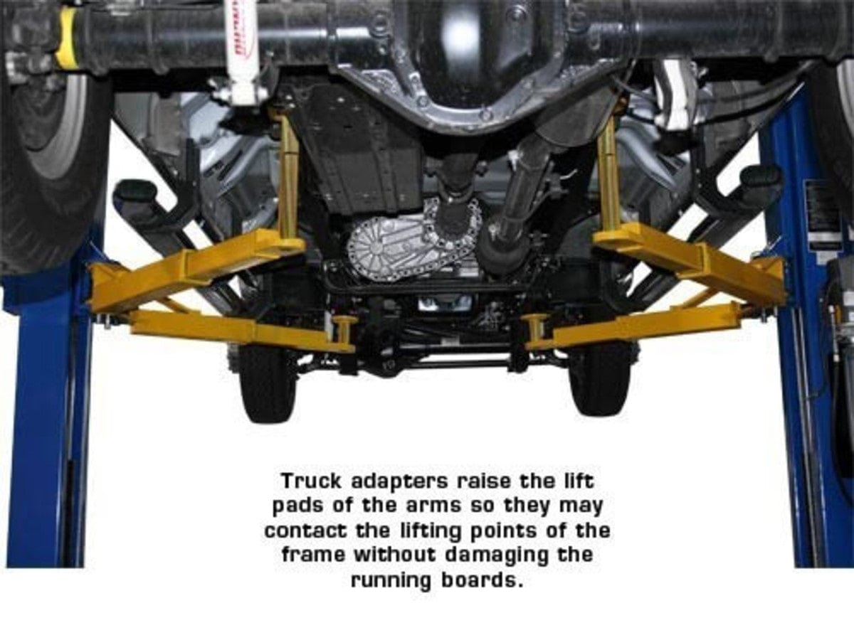 atlas 2 post lift pv10px under vehicle using truck adapters