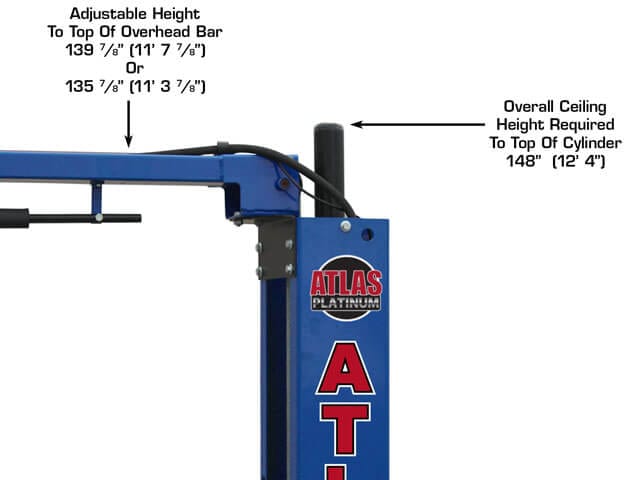 atlas pvl10 overall ceiling height with cylinder