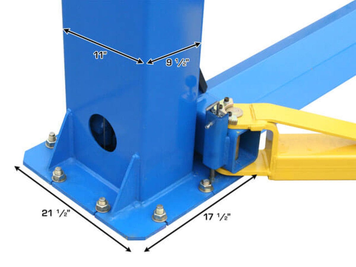 Reinforced column support gussets on the Atlas BP10000X lift
