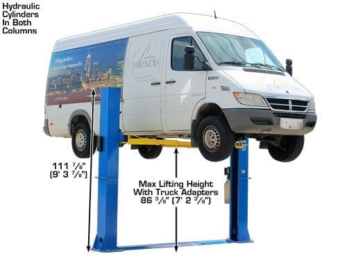 Front view of the Atlas BP10000X 10,000 lb. baseplate lift