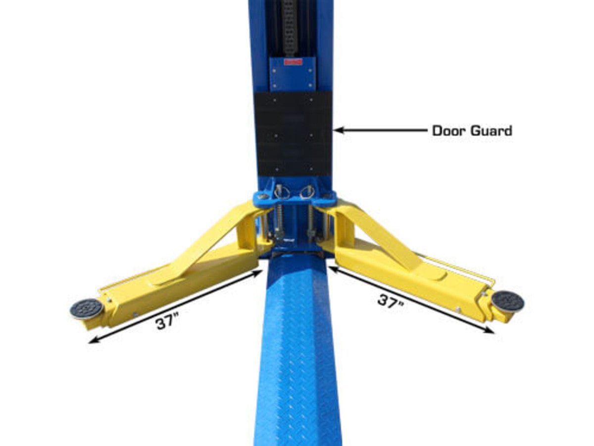 Heavy-duty lifting arms on the Atlas BP12000X two-post lift