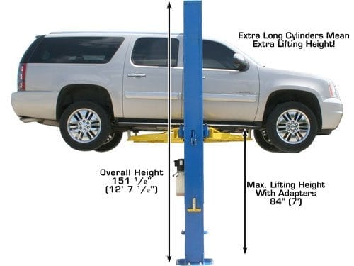 Extra-tall overhead design of the Atlas OHX10000X vehicle lift
