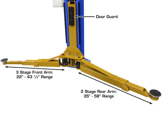 Two-stage rear lifting arms on the Atlas Platinum PVL10 lift