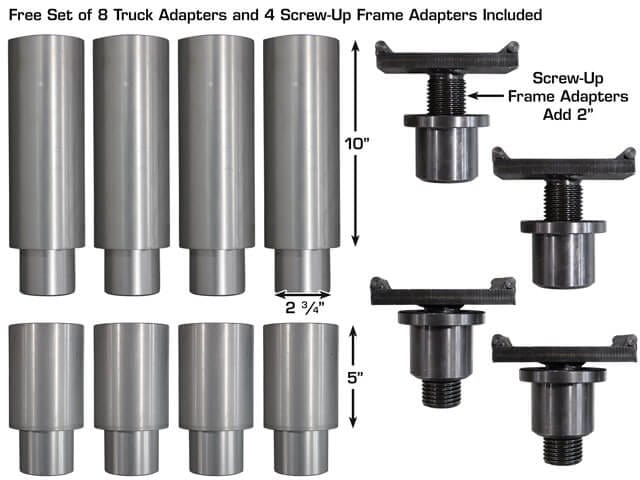 Eight-piece truck adapter set for Atlas PVL15 two-post lift