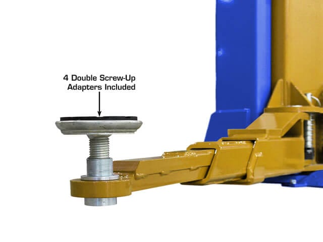 Low-profile lifting arms on the Atlas PVL9BP two-post lift