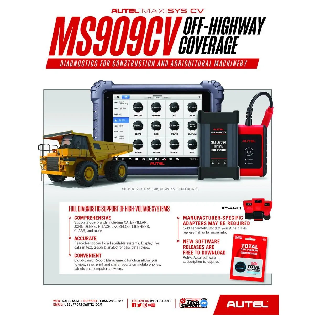 autel ms909cv construction & agricultural machinery coverage