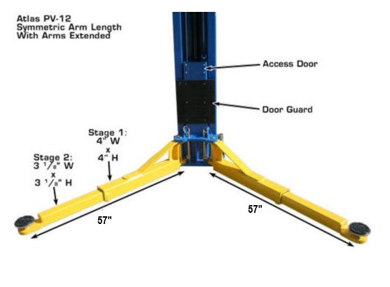 ATLAS PV12PX 12,000 lb Overhead 2-Post Lift ATEXH-PV12PX-FPD