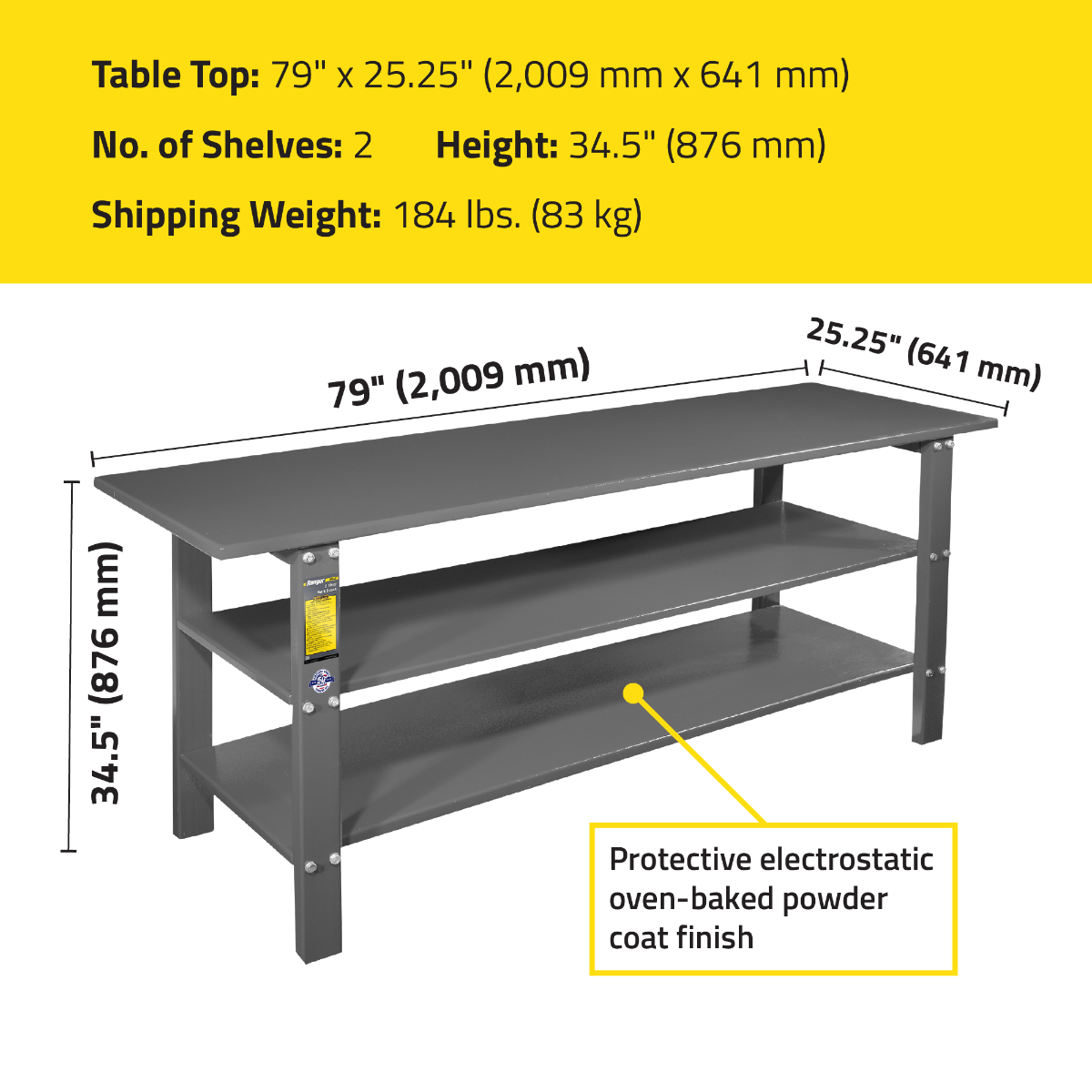 Ranger Heavy-Duty Work Bench / 2-Shelf 5145335