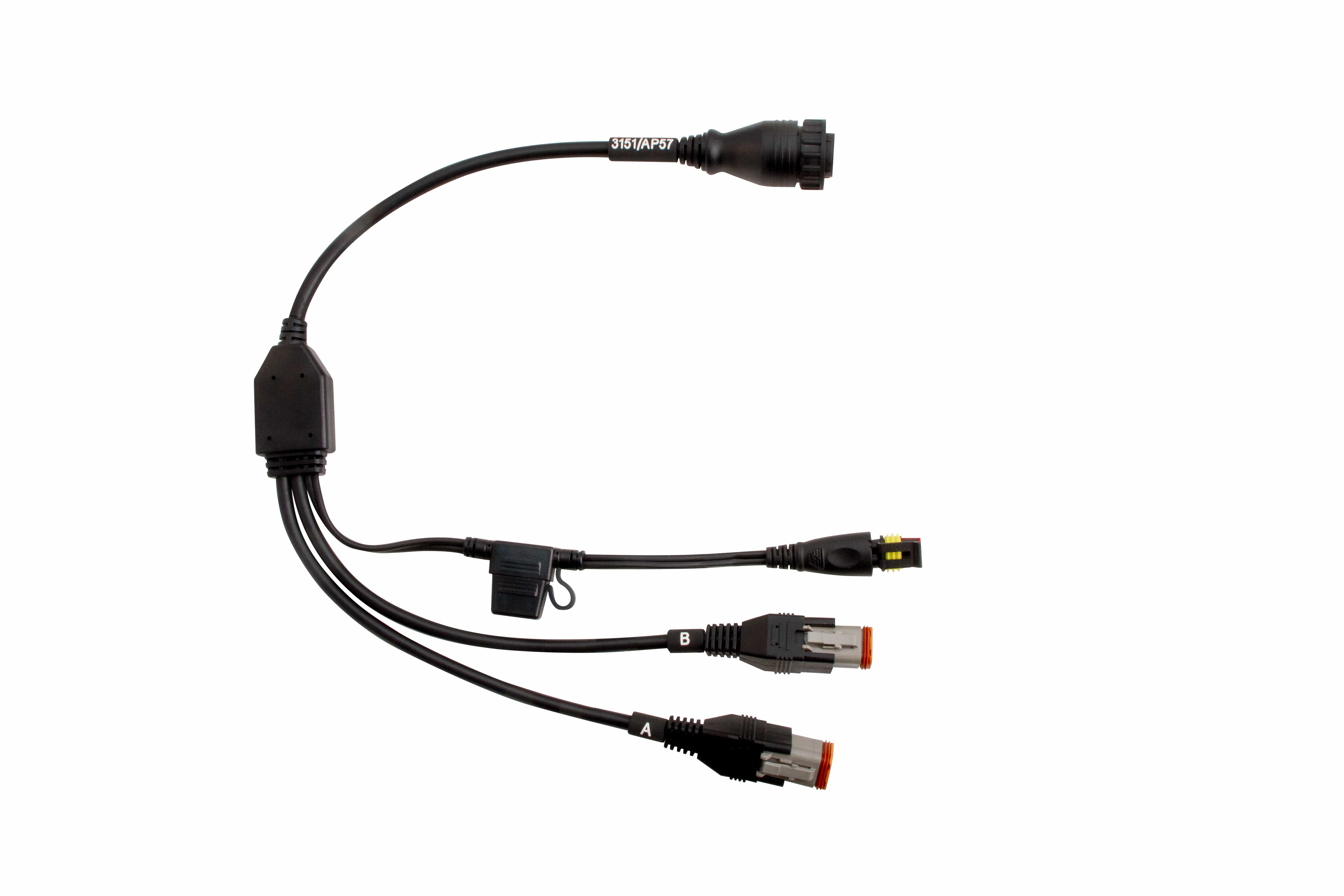 TEXA 3909520 Harley-Davidson diagnostic cable 3151/AP57 with 4-pin, 6-pin and battery power connectors for TEXA IDC6 Bike diagnostics